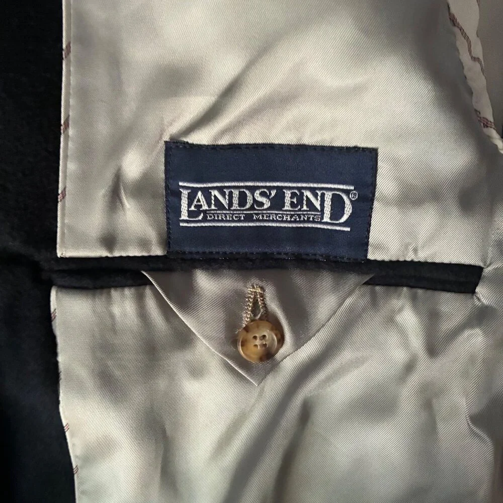 Vintage Lands’ End 100% Cashmere Blazer Jacket 46R Luxury Gold Buttons Old Money